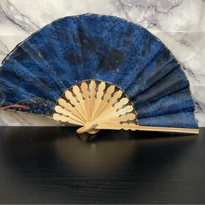 Stylish Blue and Tan Handheld Fan